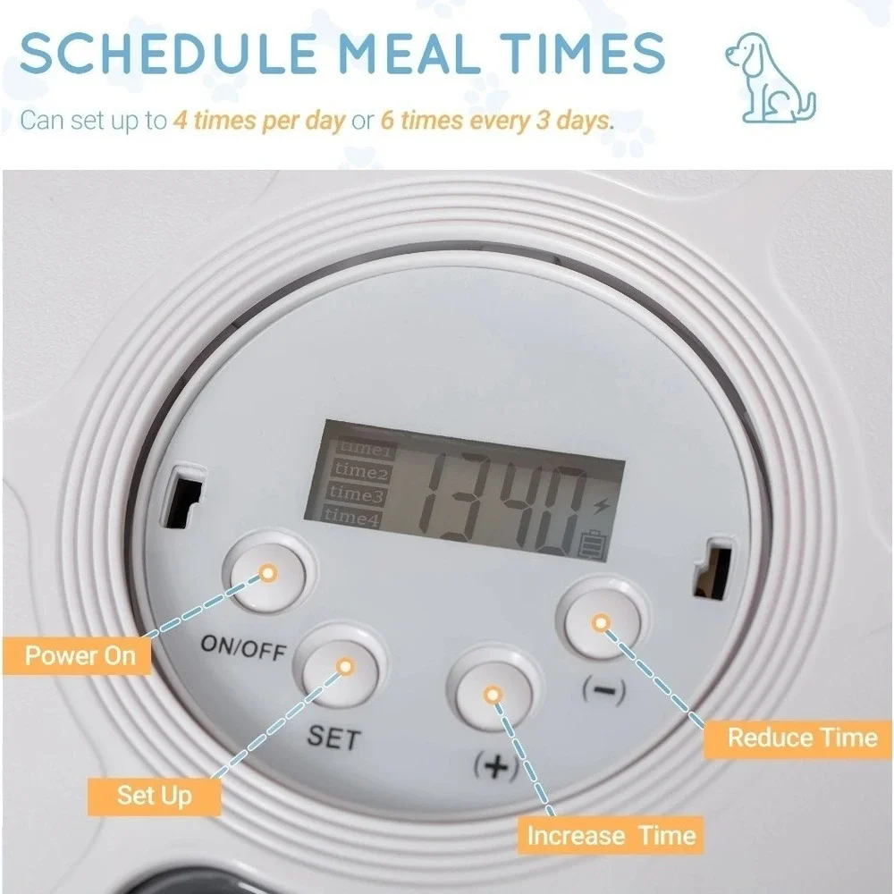 PawHut Automatic Pet Feeder 6 Meal Digital Timer Cat Dog Food Dispenser D08-027